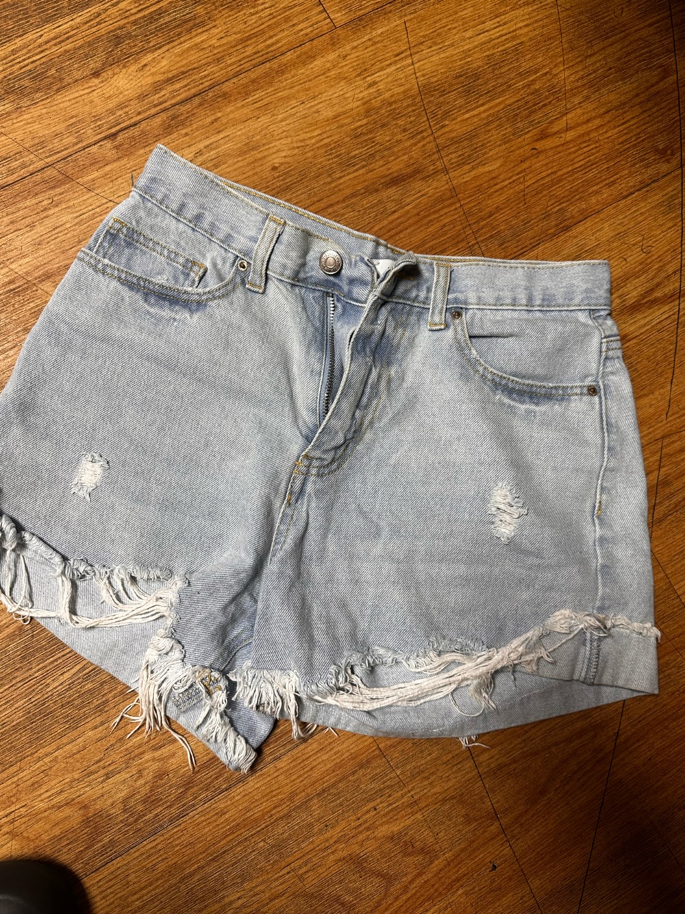 Forever 21 Light Blue Distressed Denim Cutoff Shorts